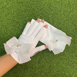 Golf Bags Glove's Left and Right Hands Antislip Wearresistant Sunscreen Comfortable Sports Gloves with Bowknot 230619
