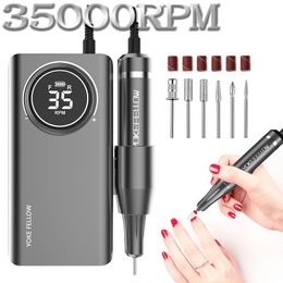 Nail Manicure Set YOKEFELLOW Professional Nail Drill Machine Kit 35000RPM Rechargeable Portable Electric Nail File for Manicure Acrylic Gel Nails 230619