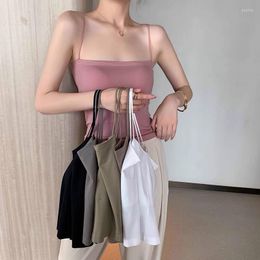 Women's Tanks Seamless Back Bra Camisole Women's Integrated Fixed Pad Inside And Outside With Suspender Wrap Chest Bottoming Vest Women