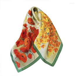 Scarves Foulard Summer 2023 Real Silk Scarf Square Neck Hair Band Women Print Bandana Female Small Neckerchief