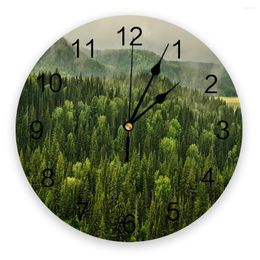Wall Clocks Coniferous Forest Modern Clock For Home Office Decoration Living Room Bathroom Decor Needle Hanging Watch