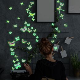 Luminous Colorful Butterfly Wall Stickers Glow In The Dark Butterflies Sticker For Girl Room Bedroom Decoration Decals Wallpaper