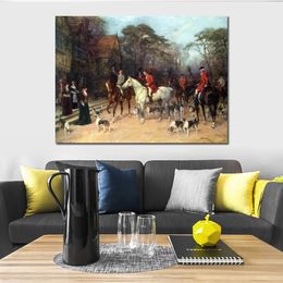 Hunting Dogs Canvas Art Off to The Market Handmade Heywood Hardy Painting Landscape Artwork High Quality