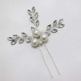 Hair Clips Silvery Colour Pearl Pins Wedding Jewellery Accessories Plant Rhinestone Ornament Tiara Stick
