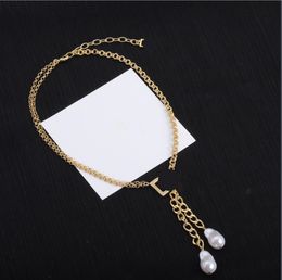 Pendant Necklaces European and American Popular Jewellery High Quality Designer Gold Letter Chain Pearl Pendant Necklace