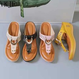 Slippers VKJF 2023 Women New Summer Sandals Open Toe Beach Shoes Flip Flops Wedges Comfortable Slippers Cute Sandals Plu Size 35~43 J230620