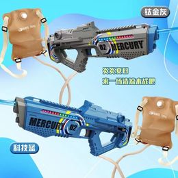 Gun Toys Backpack Electric Water Gun Toy CS Technology Summer Fully Automatic Luminous Water Blaster GunPool for Adult Kid Boy Gift 230619