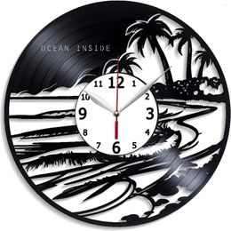 Wall Clocks Ocean Inside Record Clock Nature Decoration 12 Inch Art Birthday Gift For Man