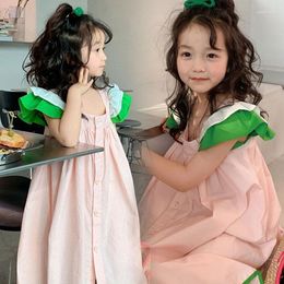 Girl Dresses Summer Bohemia Dress Baby Kids Solid Colour Wedding Princess Party Children Vacation Casual Clothing For 3-8 Years F23