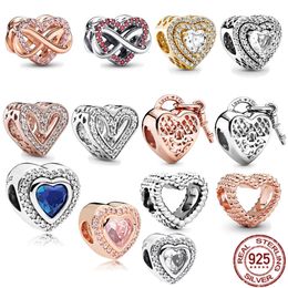 Sparkling Levelled Heart Family Infinity Red Heart Charm 925 Sterling Silver Women Jewellery Beads Fit Original Pandora Bracelet Free Shipping