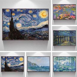 Abstract Van Gogh Oil Painting Works Canvas Art Print Poster Picture Wall For Home Living Room House Decoration Murals Frameless L230620