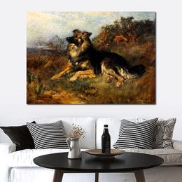 Horse Riding Canvas Art A Dog Seated on A Grassy Bank Handmade Heywood Hardy Painting Landscape Artwork Wall Decor