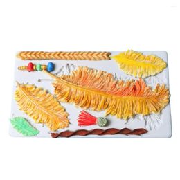 Baking Moulds Facemile 20.5x11.6cm Feather Sugar Buttons Silicone Mold Fondant Cake Decorating Tools Chocolate Gumpaste