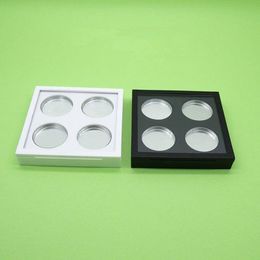 4 grids white Black ps eye shadow/blush/face cream plastic box with transparent flip cap fast shipping F1009 Gocii