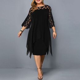 2022 Spring Plus Size 6XL Women Lace Dress Elegant Birthday Mesh Printed Party Dress Sexy Clubwear Summer Clothing for
