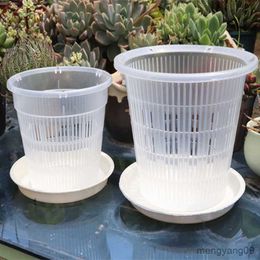 Planters Pots Control Root Transparent Flowerpot with Trays Plastic Flower Pot Orchid Planter Breathable Plant Growth Container Garden Tools R230620