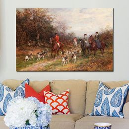 High Quality Canvas Art Reproduction of Heywood Hardy Riding to The Meet Hunting Landscape Painting Hand Painted