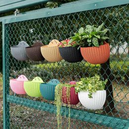 Planters Pots Wall-mounted Plastic Wall Hanging Flower Pots Basket Garden Planter Bucket Layout Waterproof Flowerpot Outdoor Balcony Decor R230620