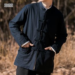 Men's Jackets Spring Autumn Chinese Style Loose Oversized Coat Men Clothing Plus Size Long Sleeve Can Be Worn On Both Sides Casual Black Tops 230620