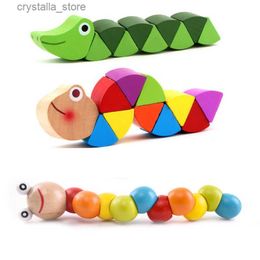 Colorful Wooden Worm Puzzles Kids Educational Baby Toys Insect Fingers Flexible Training Twisting Game for Children Gift L230518