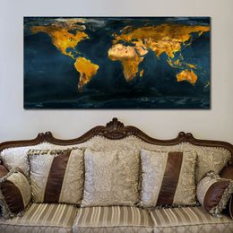 Contemporary Abstract Oil Painting on Canvas World Map Artwork Vibrant Art for Home Decor