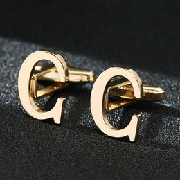 Foreign Trade Exclusive Gold 26 English Letters Glossy Men's Cufflink Factory Wholesale Creative French Shirt Cufflinks Simple