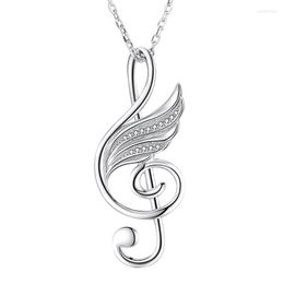 Chains 925 Sterling Silver Musical Note Wing Chain Pendant&necklace With Cubic Zirconia Diy Fashion Jewelry Making For Lover Gifts