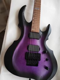 Custom E-II FRX Special-shaped Electric Guitar 24 Frets Purple Flame Maple Top Body Double Shake Black Parts