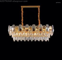 Chandeliers Lustre Crystal Chandelier Living Room Luxury Villa Decoration Lighting Mixed Colour Rectangular LED