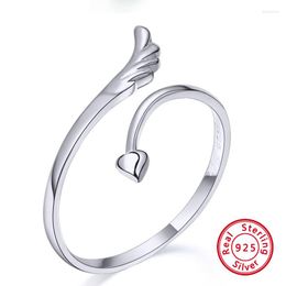 Cluster Rings Trendy Fashion Angel Wing Adjuestable Size Luxury Silver 925 For Women Charm Fine Jewellery Gifts