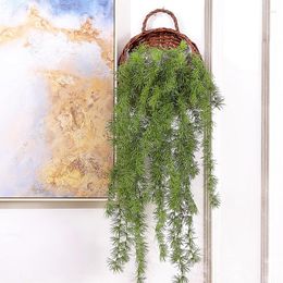 Decorative Flowers 100cm/3 Forks Artificial Plants Pine Wall Hanging Rattan Silk Vines Tree Twigs Bouquet Green Leaves Home Wedding