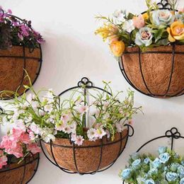 Planters Pots Metal Hanging Flower Pot Nordic Hanging Planter Basket Coconut Fiber Flowerpot Flower Vase for Home Garden Balcony Decoration R230620