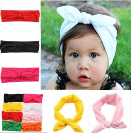 NEW 8pcs Lovely Bunny Ear Headband Scarf Hair Head Band Cotton Bow elastic Knot Headband rabbit baby hair accessories