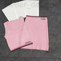 Women's Plus Size T-Shirt designer Womens Knit T Shirts Vests Skirt Letters Webbing Knitted Tank Tops INS Fashion Pink Vest Skirts MD7F