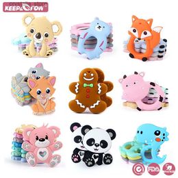 1Pcs Silicone Teether Animal Koala Rodent Cartoon Food Grade DIY Baby Necklace Pendant Oral Care Baby Teether Toys L230518