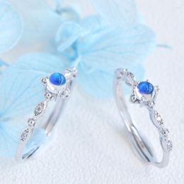 Cluster Rings Original Design Silver Inlaid Moonlight Gemstone For Women Light Luxury Fashion Exquisite Party Dinner Jewelry