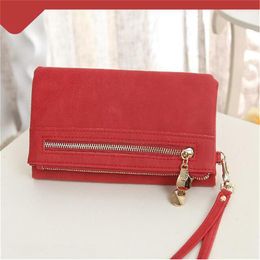 Wallets Long Ladies Leather Wallet Zip Purse Solid Colour Case Phone Clutch Card Holder Women Handbag