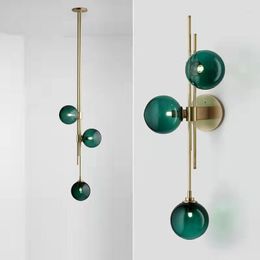 Wall Lamp Modern Luxury Living Room Background Decoration Bedroom Bedside Dark Green Glass Molecular Bulb 90-240v