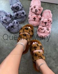 Slippers Warm Woman Shoes 2021 Fashion spring Slippers Faux Fur Women Slippers Slip on Flip Flops Fur Slippers Female Slides Size 43 J230621