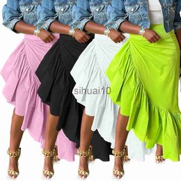 Skirts Ruffle Irregular Sexy Dress Elegant Luxury Skirt 2022 Women Fall Clothing Club Party Outfit Casual Dress Pencil Long Maxi Skirts J230621