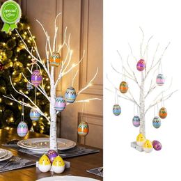 New 62cm Birch Tree Led Light Easter Decorations For Home Easter Egg Ornaments Hanging Tree Wedding Happy Easter Party Kids Gift
