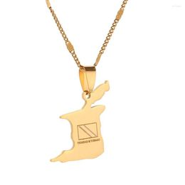 Pendant Necklaces Stainless Steel Trinidad And Tobago Map Flag Necklace Country Women Jewelry