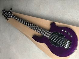 Factory 5 Strings Metallic Purple Electric Bass Guitar with Active Circuit,Moon Inlay,Can be Customised