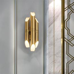 Wall Lamp Post-modern Luxury Bronze Gold Lamps Nordic El Mirror Headlights Living Room Bedroom Hallwall Sconce Lights Fixture