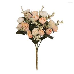 Decorative Flowers Artificial Flower Silk Rose Elegant Long Lasting Effect Bouquets For Holiday Home Party Decor