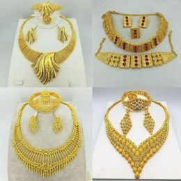 Necklace Earrings Set European Jewellery Fashion Alloy Bracelet Ring Four Piece Dubai Bridal Wedding High Quality