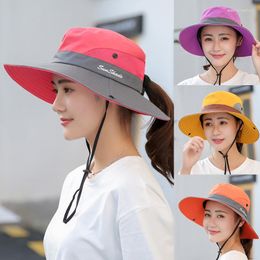 Wide Brim Hats Fashion Women Fisherman Summer Hat Sun UV Protection Holder Hiking Outdoor