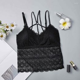 Camisoles & Tanks Women Sexy Vest Chest Padded Tank Tops For Fitness Underwear Lace Bralette Crop Top 2023