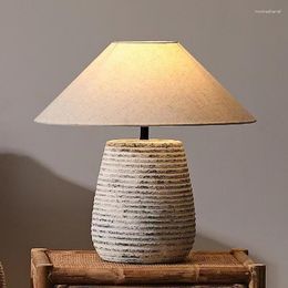 Table Lamps 2023 Handmade Ceramic Wabi Sabi Japanese Style Vintage Fabric Decoration Bedside El Simple Nordic Natural Lamp