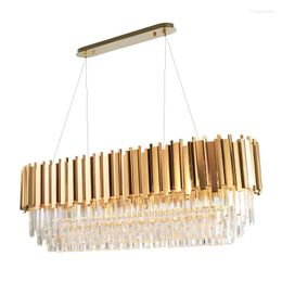 Chandeliers Modern Crystal Lamp Chandelier For Living Oval Luxury Gold Round Stainless Steel Line Lighting